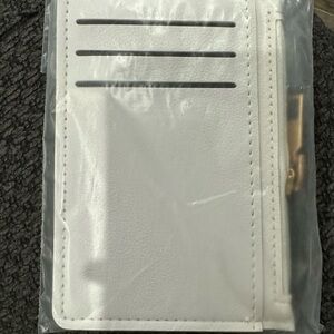 White Card Holder with Gold Zipper